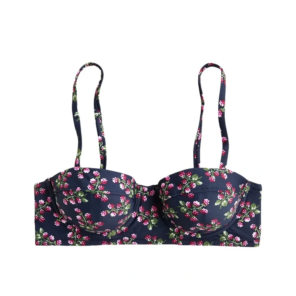 J. Crew Strappy Underwire Tie High Rise Bikini in Twilight Berry NWT